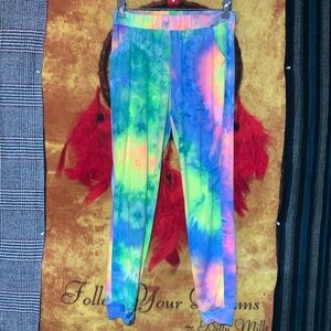 DYCE ACTIVE-women’s multicolored tye-dye stretch-waistband pull-on leggings
